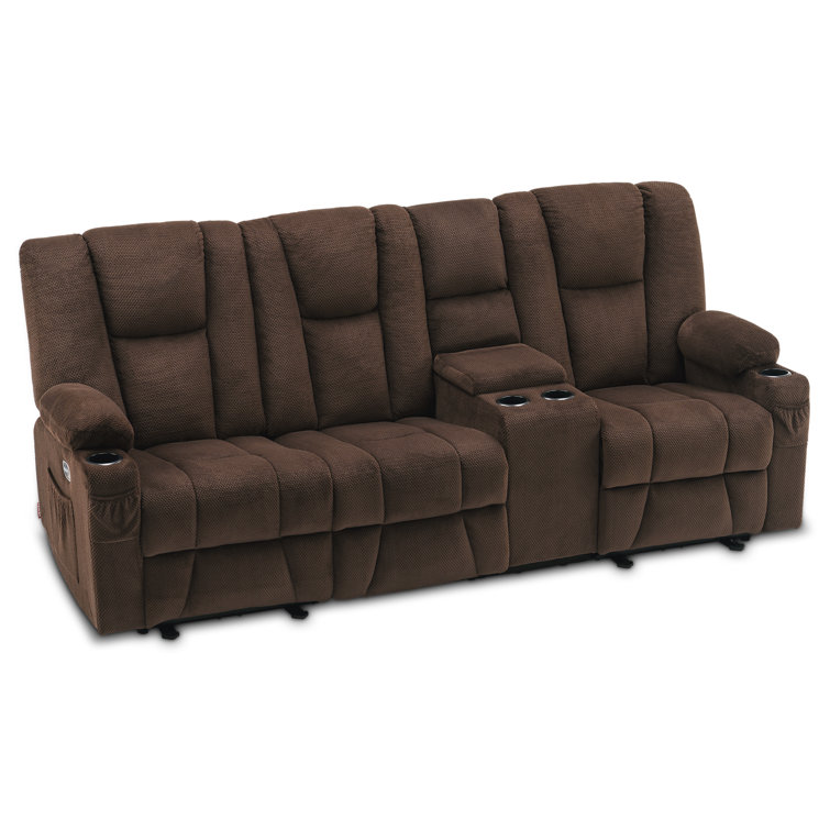 3 seat reclining sofa with cup holders sale